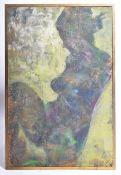 OIL ON BOARD ABSTRACT SILHOUETTE PORTRAIT PAINTING OF A NUDE LADY