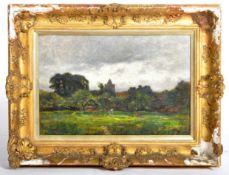 19TH CENTURY VICTORIAN OIL ON CANVAS PAINTING - 'IN THE MEADOW'