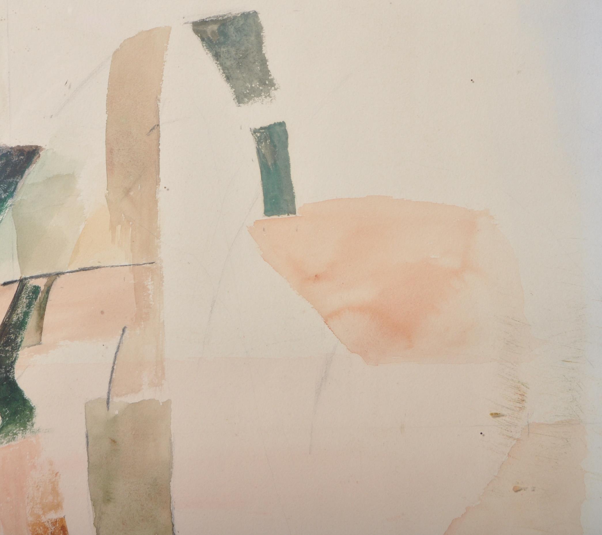 MID 20TH CENTURY FRENCH WATERCOLOUR ABSTRACT PAINTING - Image 4 of 7