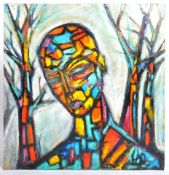 CONTEMPORARY ART ACRYLIC ON CANVAS ABSTRACT PORTRAIT PAINTING