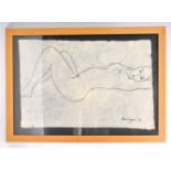 RENOS LOIZOU (1948-2013) - CHARCOAL STUDY DEPICTING A NUDE LADY