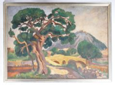 MID 20TH CENTURY OIL ON CANVAS LANDSCAPE PAINTING - UNSIGNED