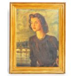 EDMOND SOUSSA - 20TH CENTURY 1940'S OIL ON CANVAS PORTRAIT PAINTING