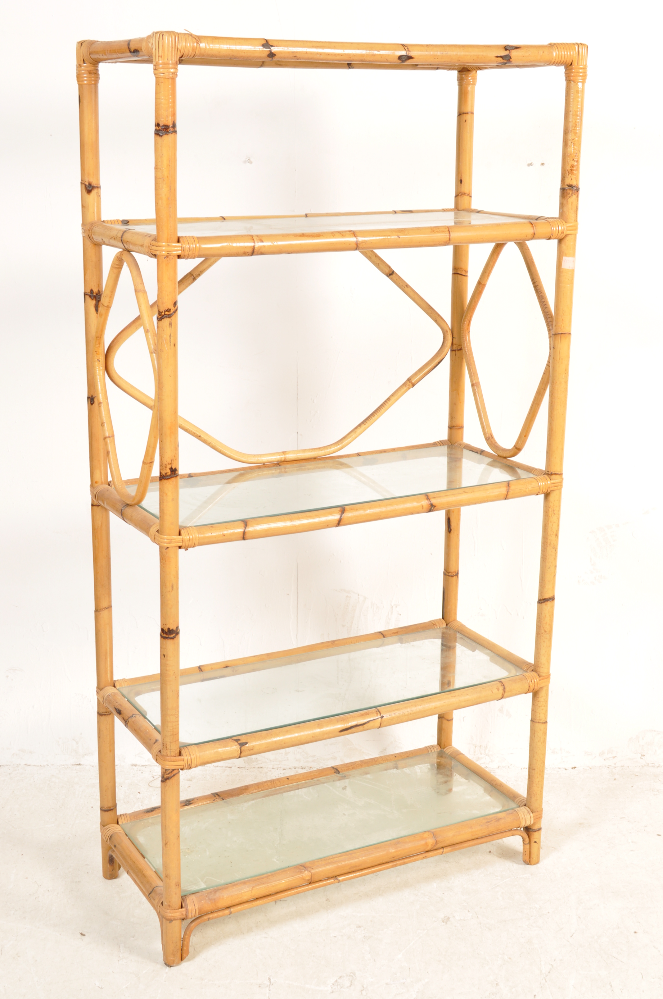 20TH CENTURY BAMBOO AND GLASS SHELVES / WHATNOT / ETAGERE - Image 2 of 9