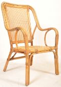 MID 20TH CENTURY CANE AND BAMBOO FRAME ARMCHAIR / BEDROOM CHAIR