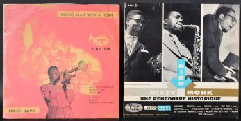 TWO JAZZ 10" VINYL RECORDS DIZZY, BIRD, MONK AND MILES DAVIS