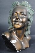 ART DECO ADVERTISING CHALKWARE HAND PAINTED FEMALE BUST