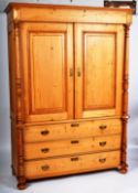 SCANDINAVIAN PINE LARGE LINEN PRESS WARDROBE ARMOIRE