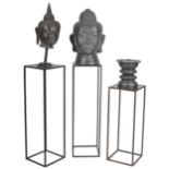 B&B ITALIA STANDS AND BRONZE DEITY BUSTS & VASES X3