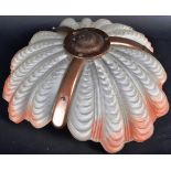 ART DECO 1930'S PINK FROSTED GLASS SHELL CEILING LIGHT