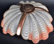 ART DECO 1930'S PINK FROSTED GLASS SHELL CEILING LIGHT