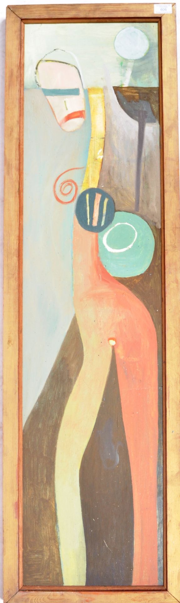 20TH CENTURY OIL ON BOARD ABSTRACT FIGURE PAINTING - Image 6 of 8
