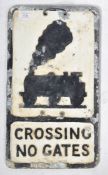 VINTAGE CAST ALUMINUM ROAD SIGN FOR 'CROSSING NO GATES'