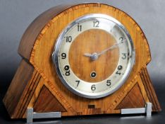 FRANZ HERMLE & SON ART DECO WALNUT MANTEL CLOCK