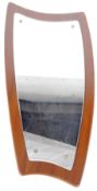 MID 20TH CENTURY TEAK FRAMED ASYMMETRIC HANGING MIRROR