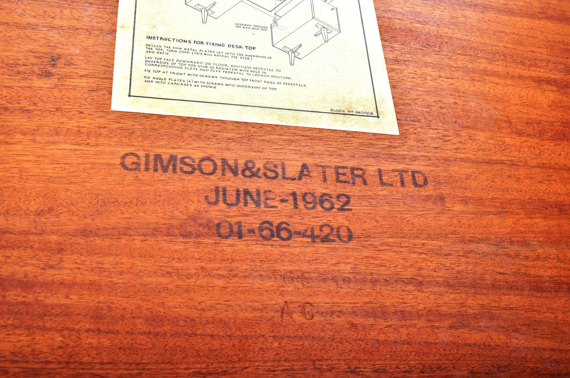 GIMSON & SLATER - LARGE RETRO 1960'S OFFICE TWIN PEDESTAL DESK - Image 18 of 18