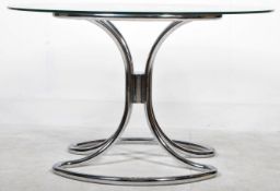 HEALS OF LONDON - 1970'S CHROME AND GLASS TOPPED DINING TABLE