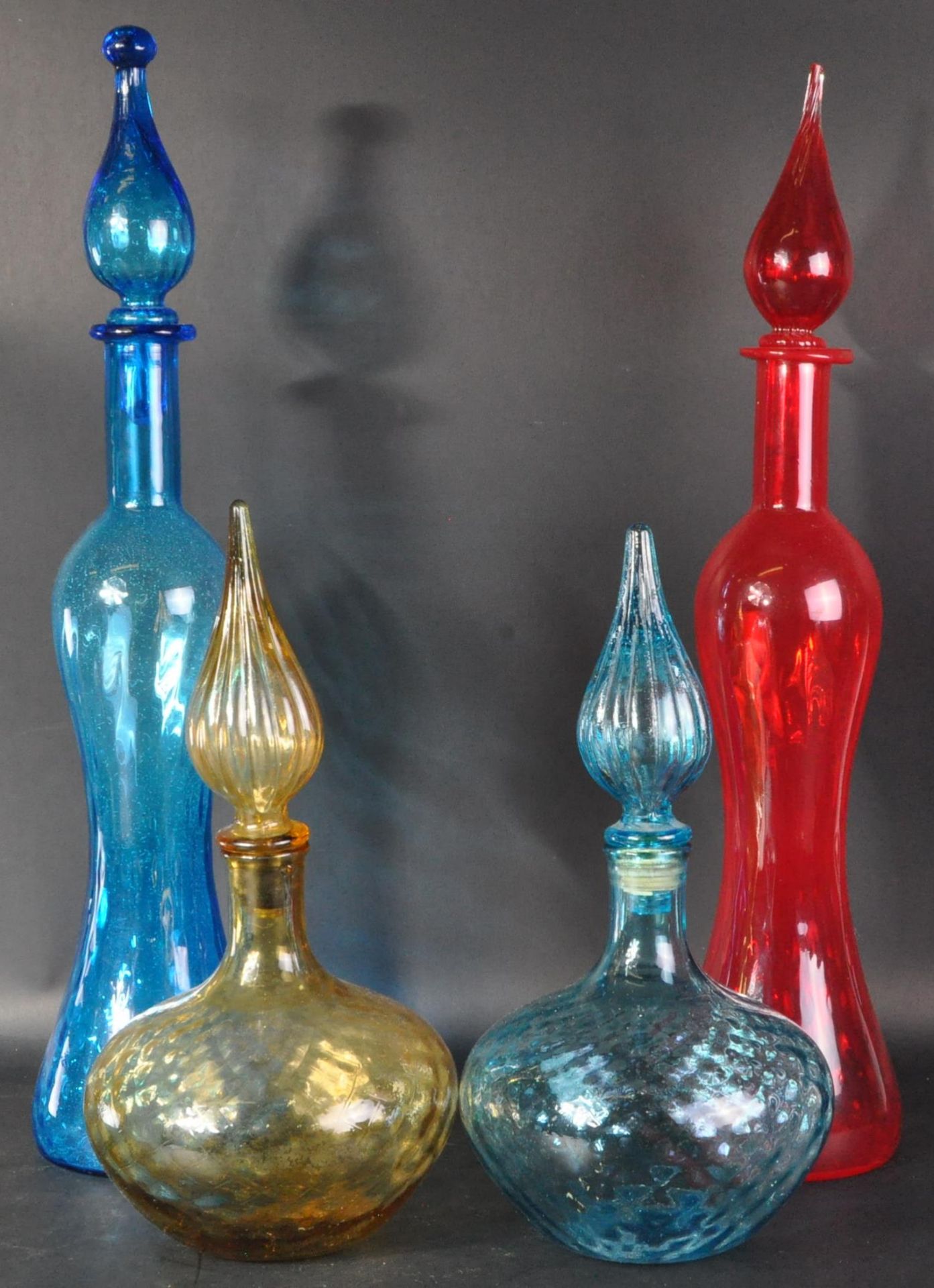 EMPOLI - GENIE BOTTLES - COLLECTION OF FOUR GLASS DECANTERS