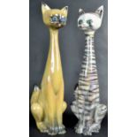 KITSCH JEMA OF HOLLAND - TWO LARGE 70'S CERAMIC STYLIZED CATS