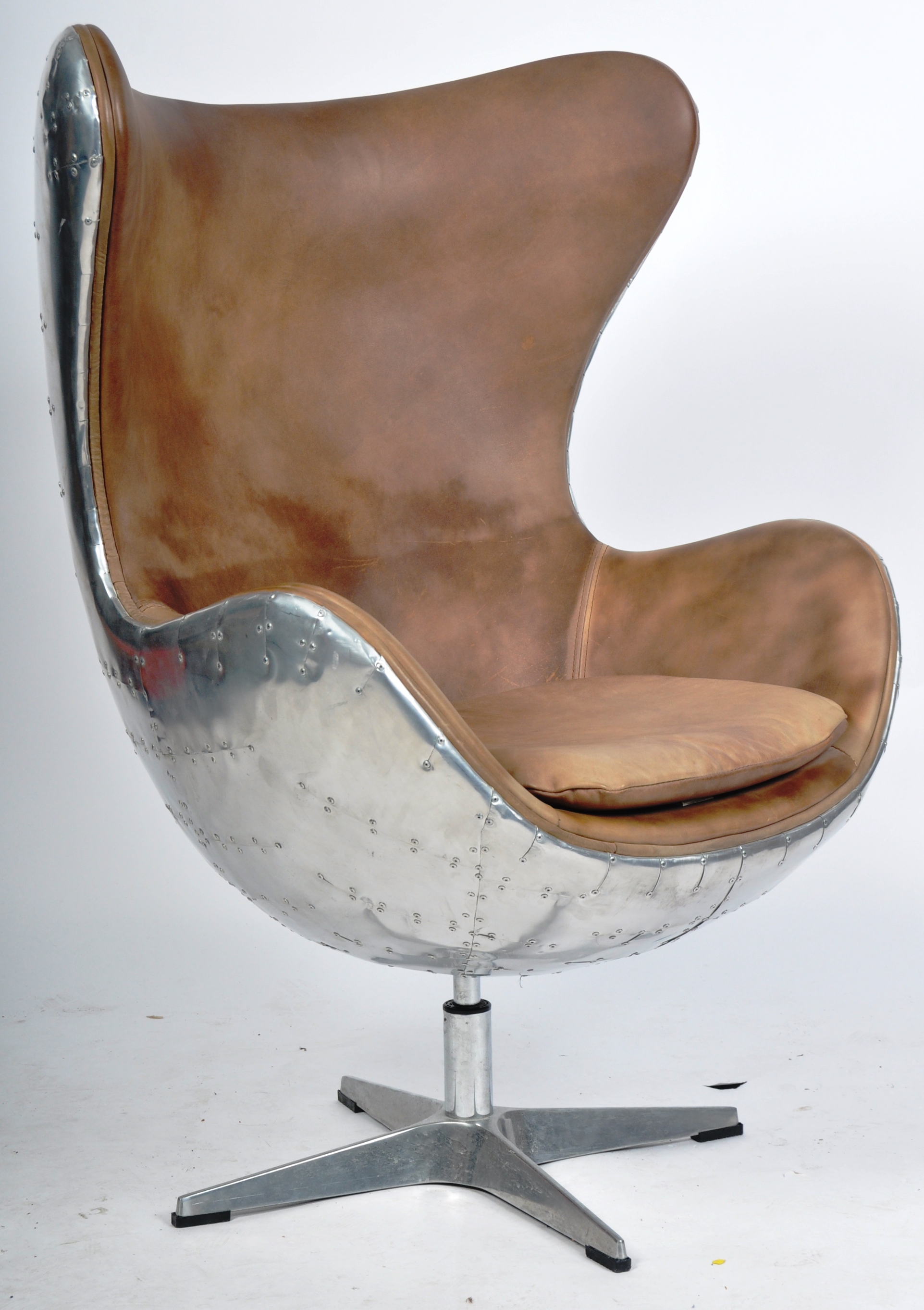 ANDREW MARTIN FURNITURE AVIATOR CHROME & LEATHER CHAIR