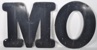 SET OF FOUR INDUSTRIAL LARGE SIZE METAL LETTERS