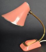 MID 20TH CENTURY TABLE / BEDSIDE LAMP LIGHT IN A PINK COLOURWAY