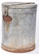 MID 20TH CENTURY GALVANISED BIN OF CYLINDRICAL FORM