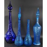 EMPOLI GLASS - GENIE BOTTLES - COLLECTION OF FOUR GLASS DECANTERS