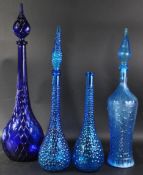 EMPOLI GLASS - GENIE BOTTLES - COLLECTION OF FOUR GLASS DECANTERS