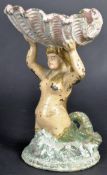 VINTAGE 1920'S POLYCHROME PAINTED CAST IRON MERMAID SOAP DISH