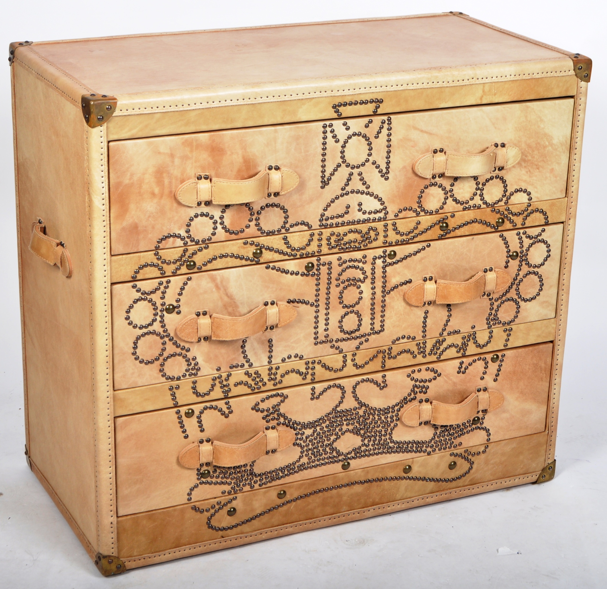 ANDREW MARTIN - PARCHMENT LEATHER CHEST OF DRAWERS - Image 2 of 10