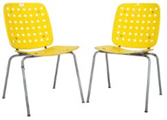 BELIEVED HANS CORAY - MATCHING PAIR OF YELLOW ALUMINIUM DOT CHAIRS