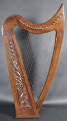 RETRO VINTAGE 20TH CENTURY IRISH CARVED 22 STRING HARP