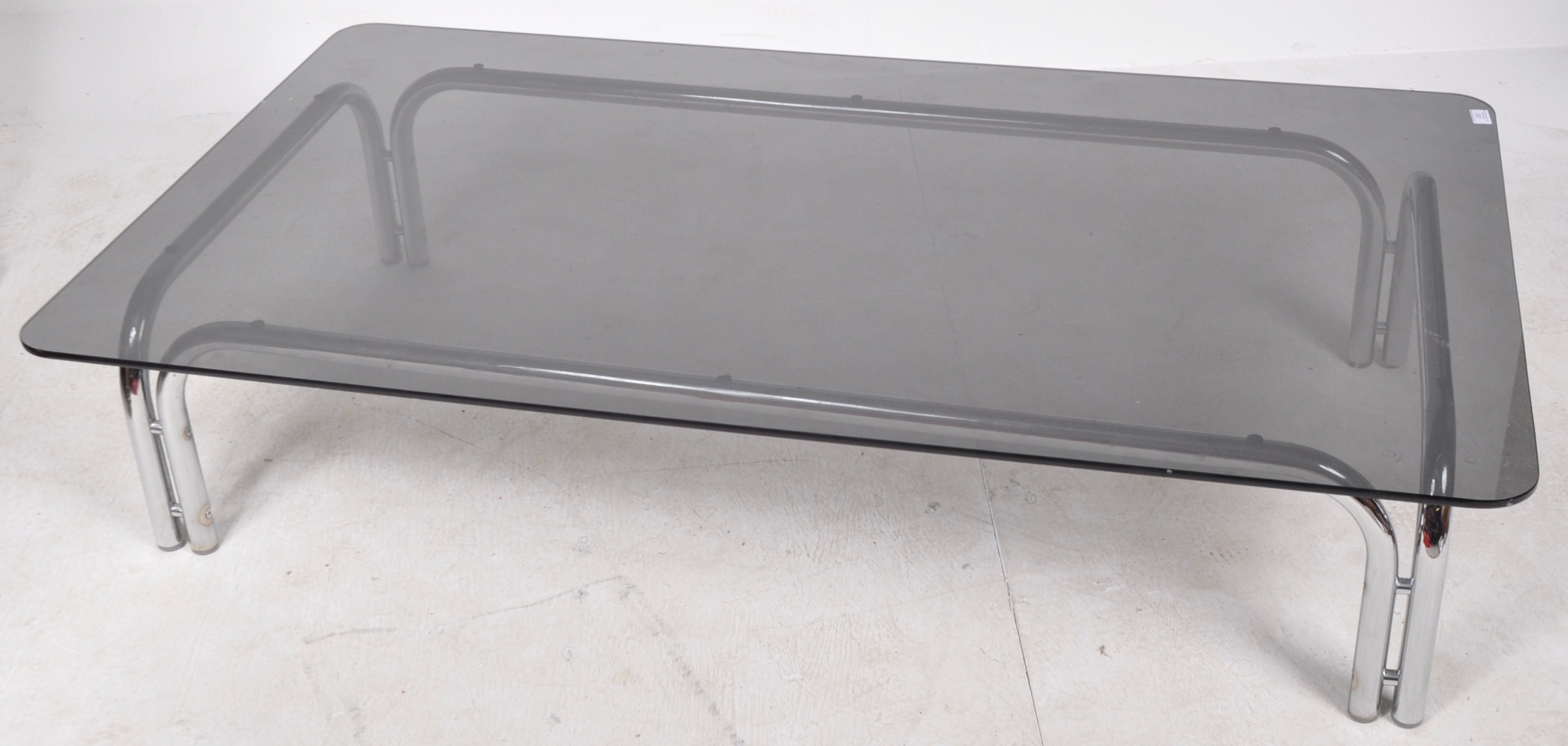 HEALS OF LONDON - LARGE CHROME AND GLASS TOPPED COFFEE TABLE - Image 3 of 6