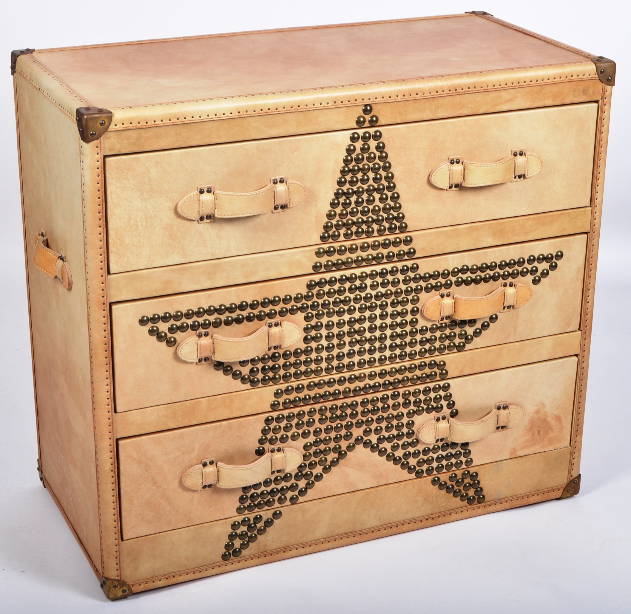 ANDREW MARTIN - PARCHMENT LEATHER CHEST OF DRAWERS - Image 2 of 9