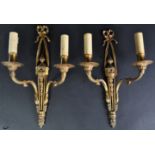 PAIR OF EARLY 20TH CENTURY FRENCH GILT BRONZE WALL LIGHTS