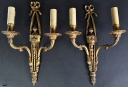 PAIR OF EARLY 20TH CENTURY FRENCH GILT BRONZE WALL LIGHTS