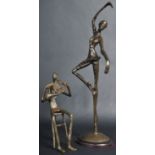 TWO LATE 20TH CENTURY BRONZE FIGURES A DANCER AND MUSICIAN