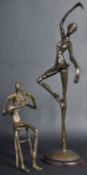 TWO LATE 20TH CENTURY BRONZE FIGURES A DANCER AND MUSICIAN