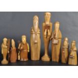 EIRE CREATIONS - SET OF EIGHT IRISH FOLK ART CARVED FIGURES