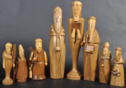 EIRE CREATIONS - SET OF EIGHT IRISH FOLK ART CARVED FIGURES