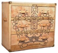 ANDREW MARTIN - PARCHMENT LEATHER CHEST OF DRAWERS