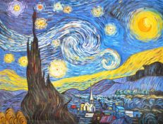 AFTER VINCENT VAN GOGH - 20TH CENTURY OIL OF STARRY NIGHT