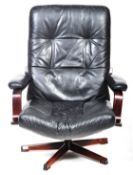 RETRO 1970'S BENTWOOD AND BLACK LEATHER ARMCHAIR