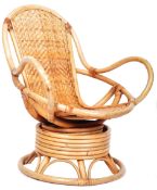 RETRO VINTAGE MID 20TH CENTURY 1960'S BAMBOO & CANE ARMCHAIR