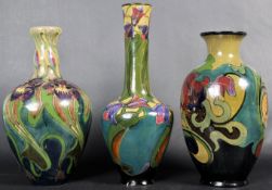 GROUP OF THEE HOLLAND GAUDA CERMAIC VASE WITH HAND PAINTED DECORATION