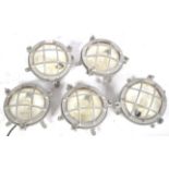 SET OF RETRO VINTAGE 21ST AMERICAN INDUSTRIAL BULKHEAD LAMPS