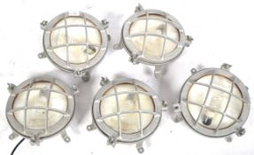 SET OF RETRO VINTAGE 21ST AMERICAN INDUSTRIAL BULKHEAD LAMPS