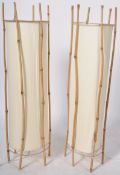 LOUIS SOGNOT - PAIR OF RETRO 1960'S BAMBOO FLOOR LAMPS WITH NATURAL SHADES