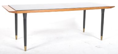MID 20TH CENTURY TEAK AND BLACK GLASS INSET COFFEE TABLE